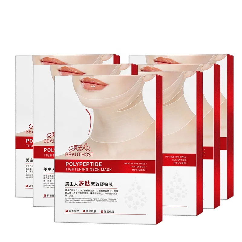 

OEM Factory Anti Aging Anti Wrinkle Polypeptide Neck Mask Sheet for Neck Firming and Tightening,Custom V Line Chin Up Neck Mask, White