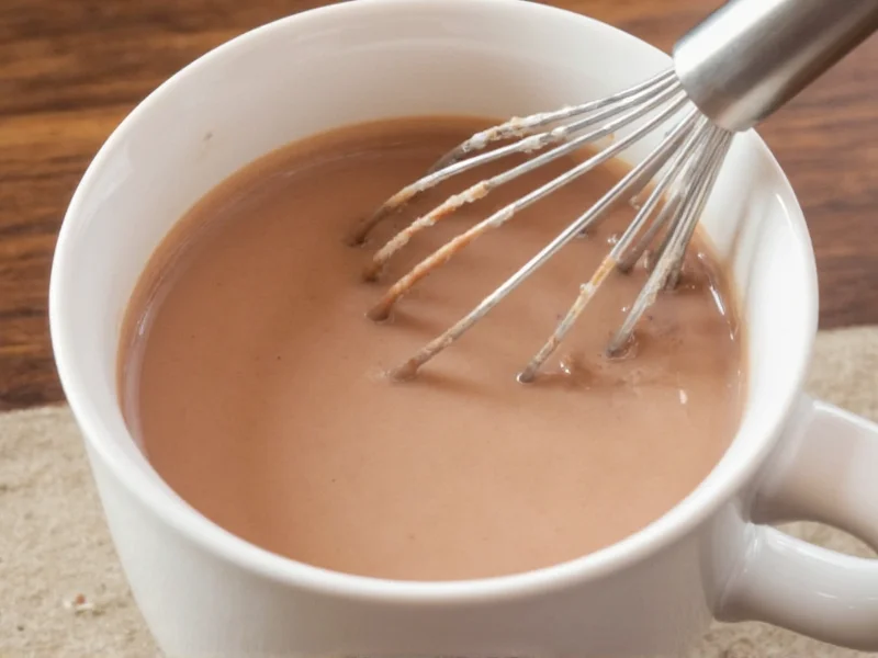 Whisking homemade hot cocoa mix into steaming milk