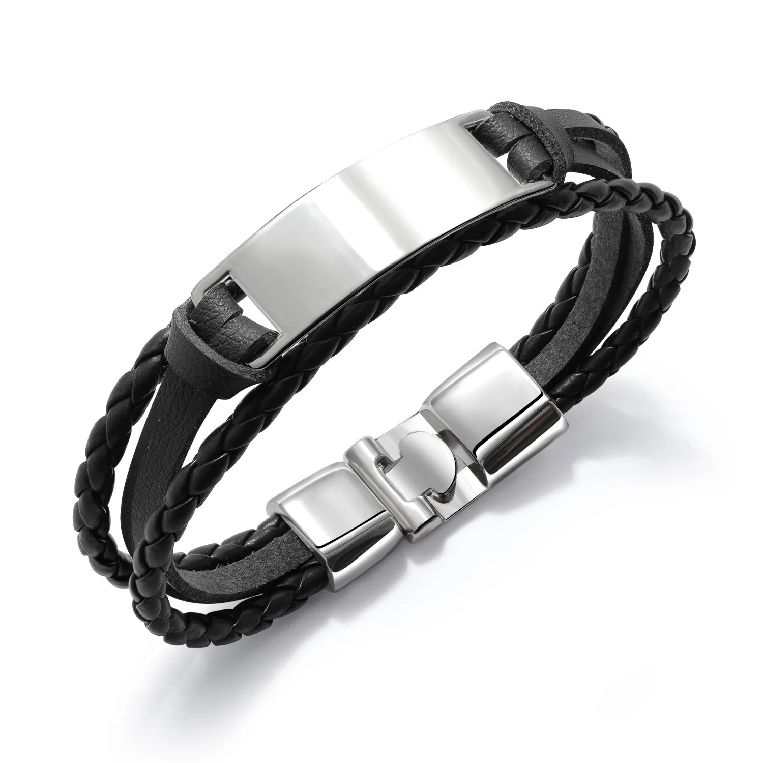 DAIHE Wholesale Custom Blank Logo New Homme Bracelet Multilayer Braided Leather Bracelets for Men