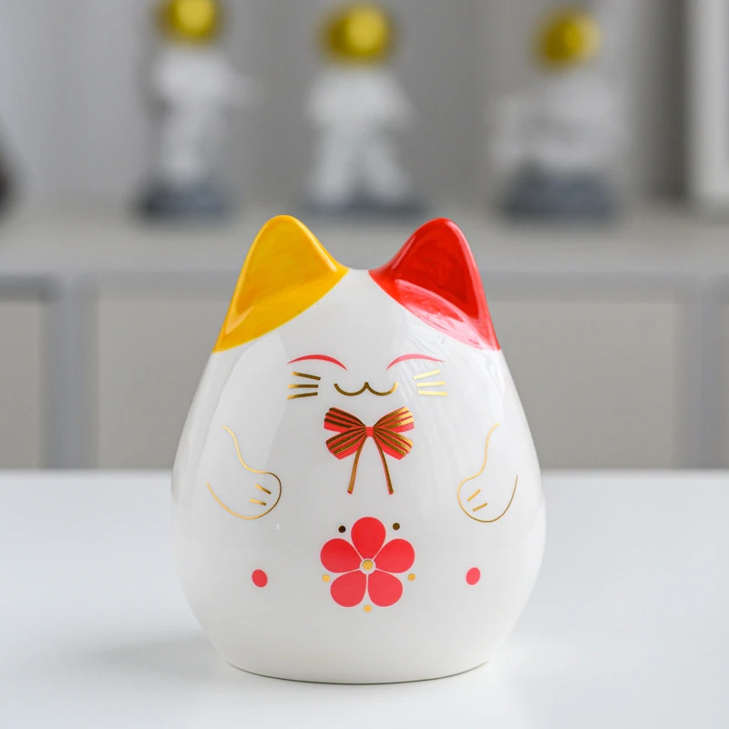 

Cute Modern Ceramic lucky cat piggy bank home decoration accessories shop opening activities gifts office table top ornaments