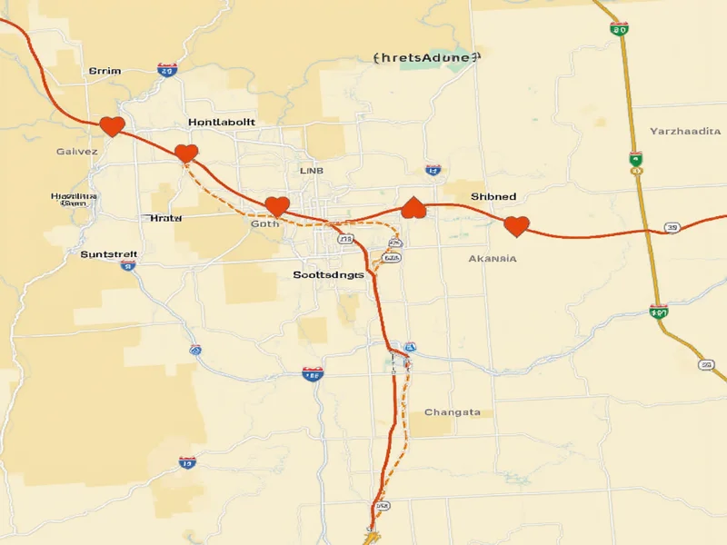 Map showing craft beer corridor route in Scottsdale Arizona