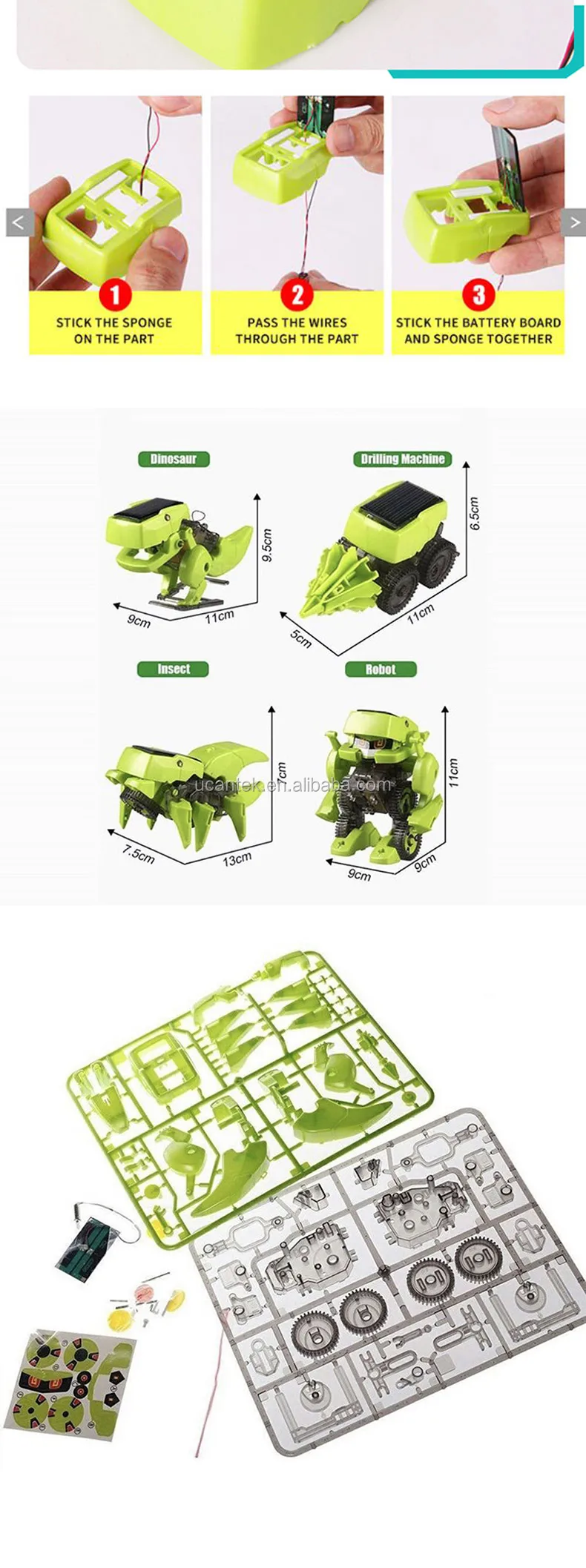 Dinosaur Robot DIY Intelligent Toy 4 In 1 Solar Powered Set Robot Sale Hot L7G3 