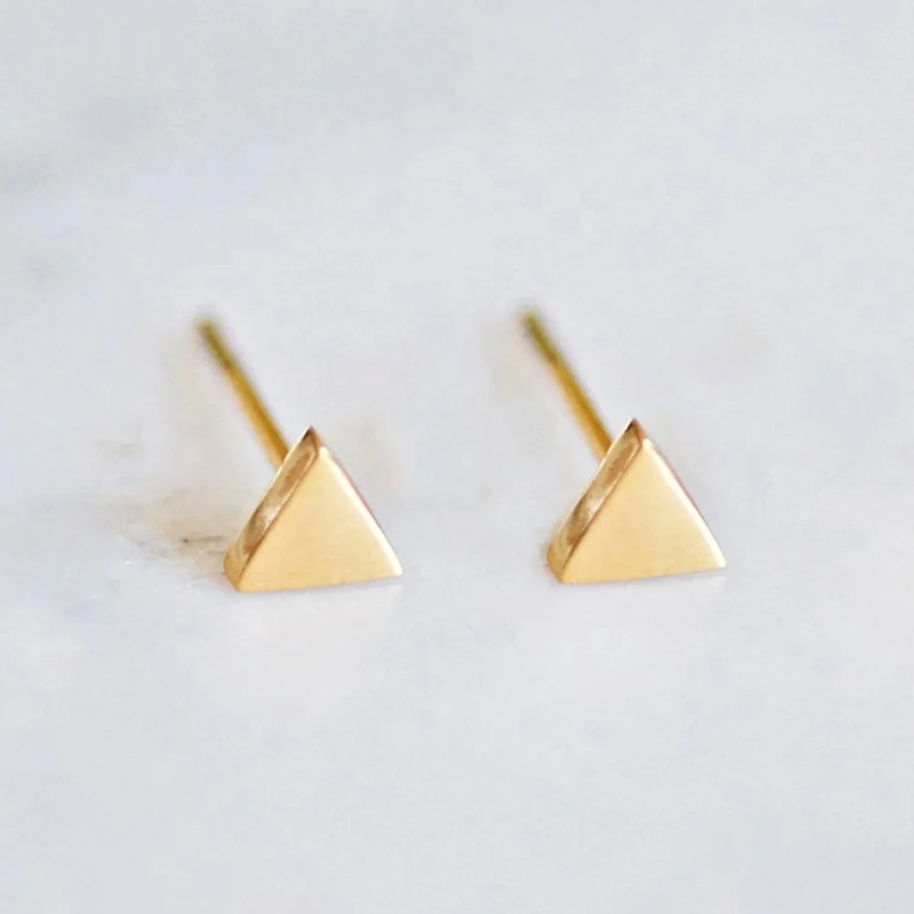 EManco Jewelry Wholesale Cheap Earrings Stainless Steel  Triangle Shaped Geometric Stud Gold Plated  Small Studs Earrings
