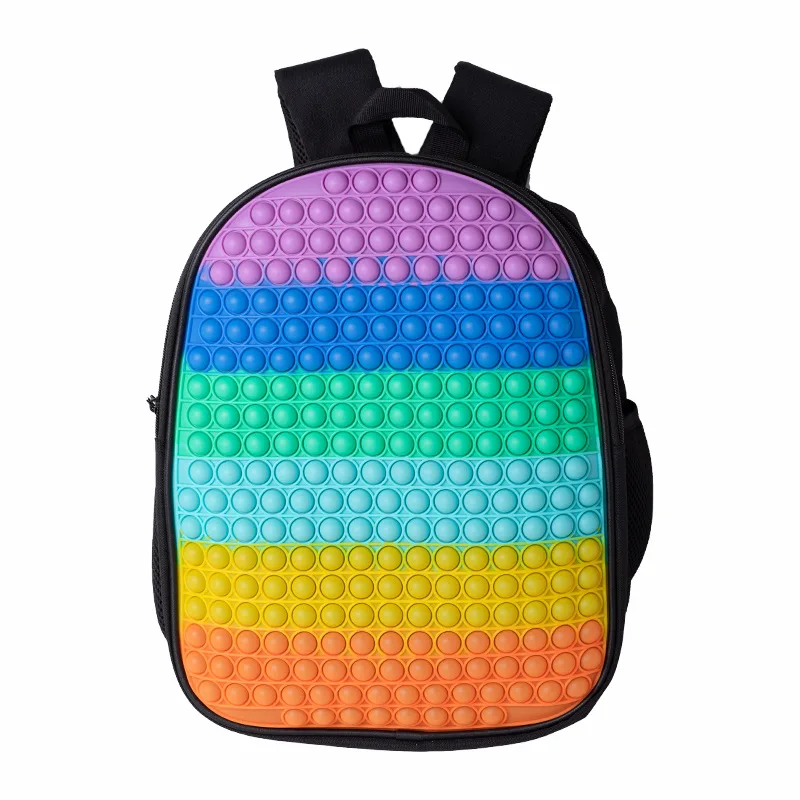 

New Backpacks Pop Fidget Bag 3D Printed Family Game Pink Rainbow Push Bubble Back To School Kids Bookbag, Customized color