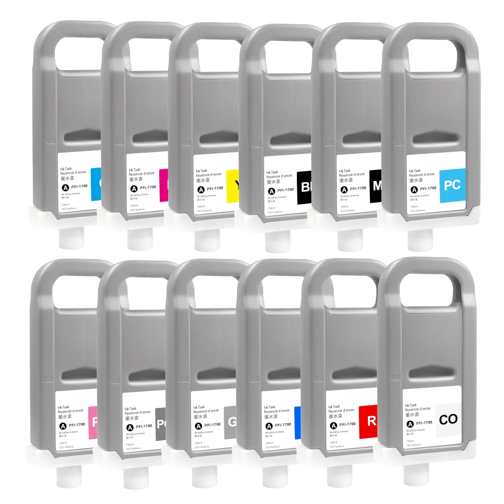 Ocbestjet 700ML PFI-1700 Compatible Ink Cartridge Full with Dye Ink for Canon IPF ImagePROGRAF GP-2000 4000 Printer