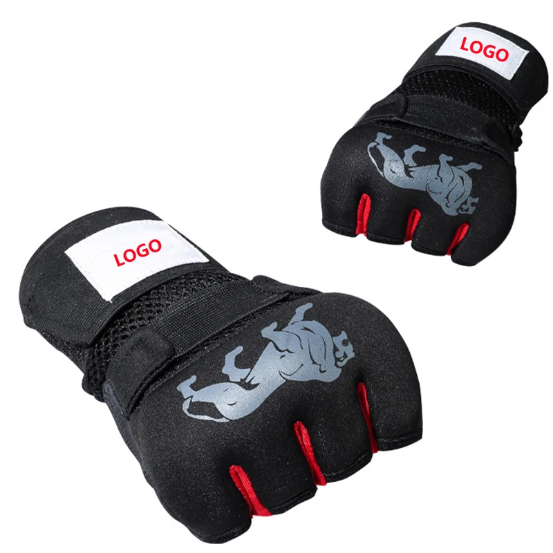 

Multi-size Adjustable Buckle Sports Gloves Half Finger Training Gloves Boxing Gloves Breathable Non-slip Silica Gel PU Universal, Black,customized color