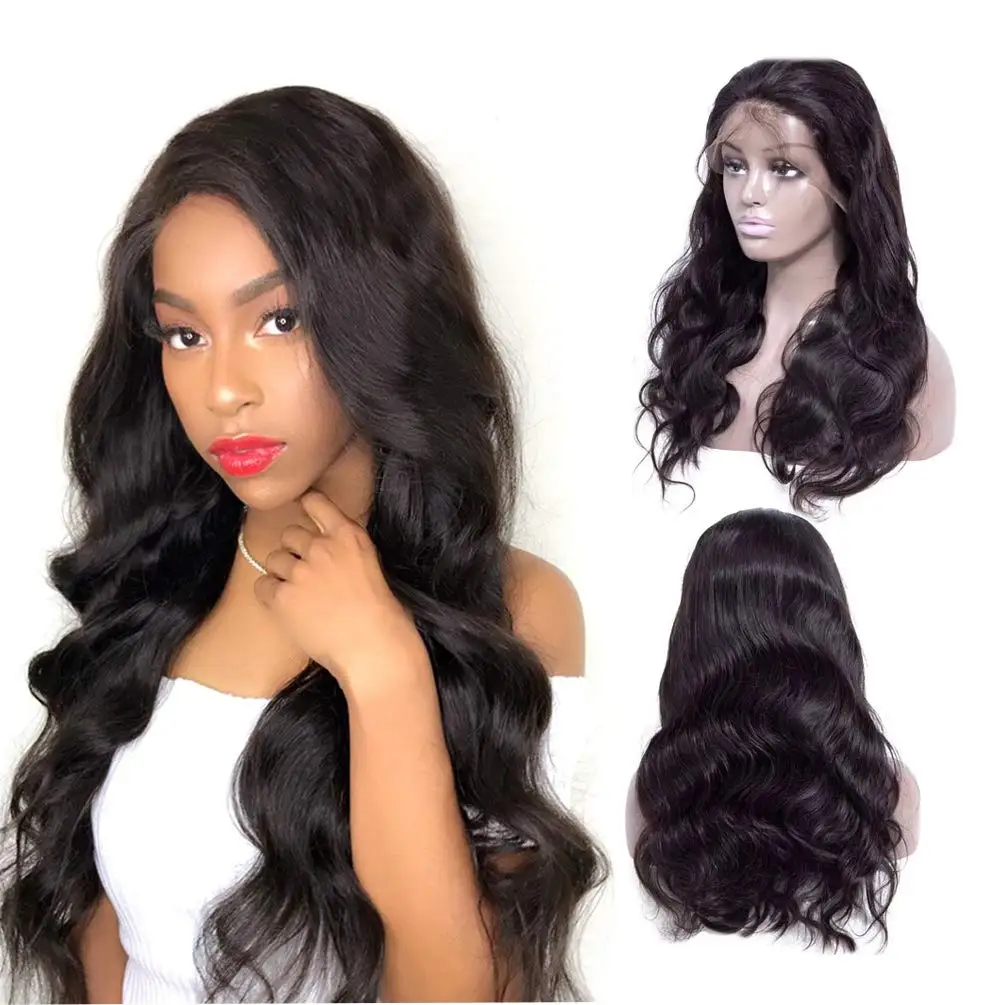 

Large Stock wholesale price mink virgin Brazilian hair body wave bleached knots natural hairline free part 13x4 lace frontal