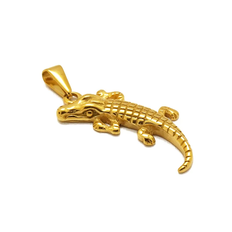 

wholesale stainless steel brave style animal charm custom alligator 18k gold mens necklace pendant