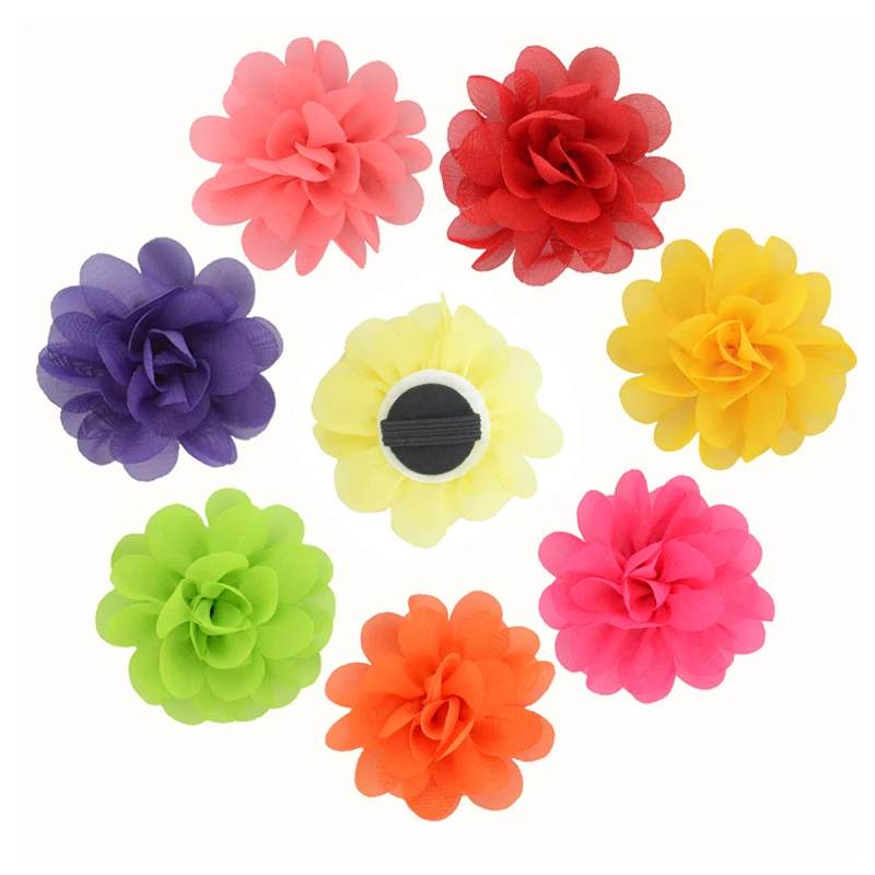

5cm Mini Chiffon Cloth Handmade Flower Pet Collar Ring Decorative Flower With Pet Adornment Accessories For Pets, 26 colors