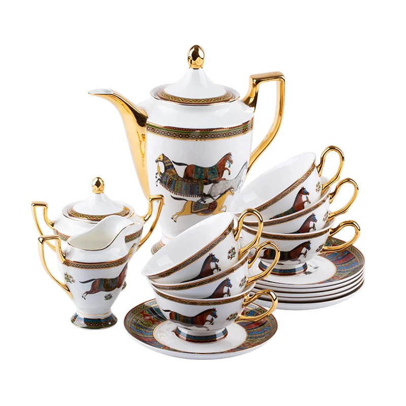 High Quality Royal Luxury Coffee Cup Sets Gold Rim Hotel Reception 15s