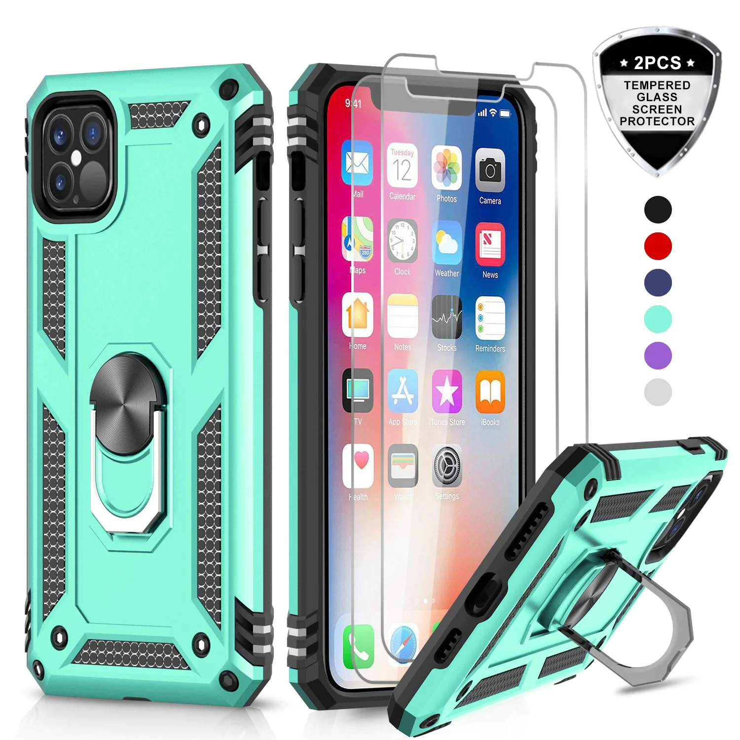 

LeYi used Shockproof Armor Covers Phone accesorios celulares Case for iPhone 12 Pro with Tempered Glass Screen Protector [2Pack]