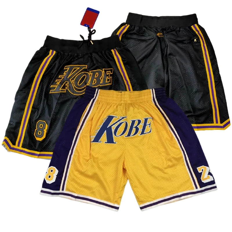 

Wholesale Bulk Top Quality Throwback Retro Vintage Kobe Bryant 8 24 Mens Mesh Zipper Pocket Basketball Short Shorts