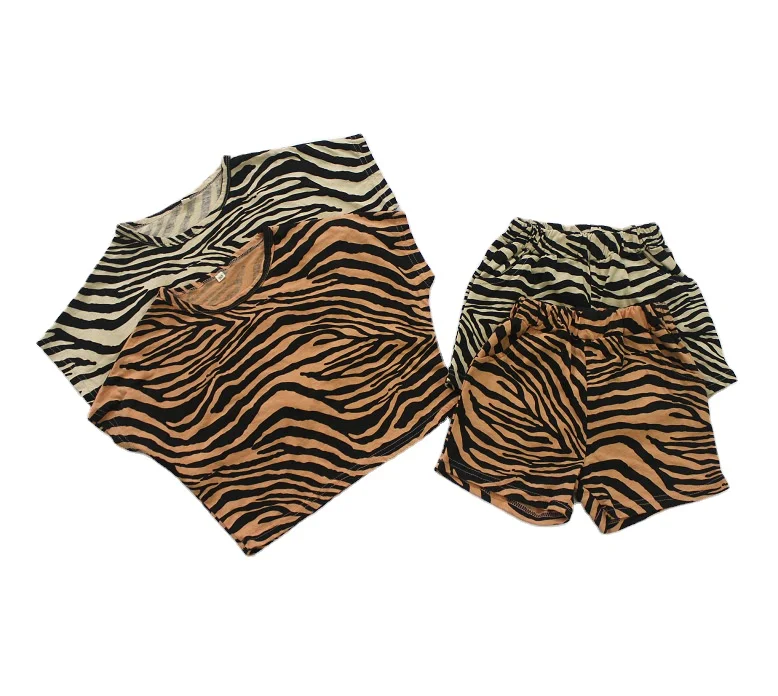 

Popular baby girls' and boys' zebra-striped clothing sets children shirts and shorts