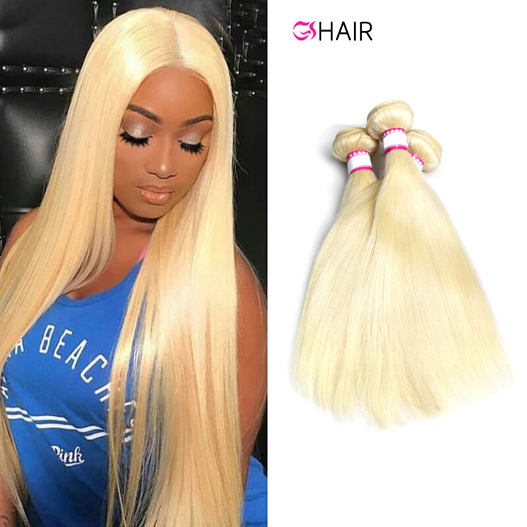 

GS wholesale 613 blonde straight hair weave 100g wholesale price cuticle aligned virgin blone color straight hair