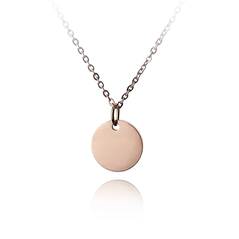 

Ladies Clavicle Chain Accessories Round Small Disc Pendant Rose Gold Color Gold Necklace