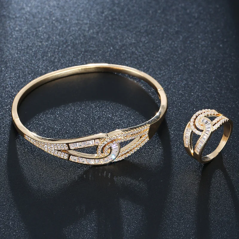 

Full Crystal Gold Bangle Ring Set,Silver Bangle,Women Bracelet Bangle, Gold/silver plated