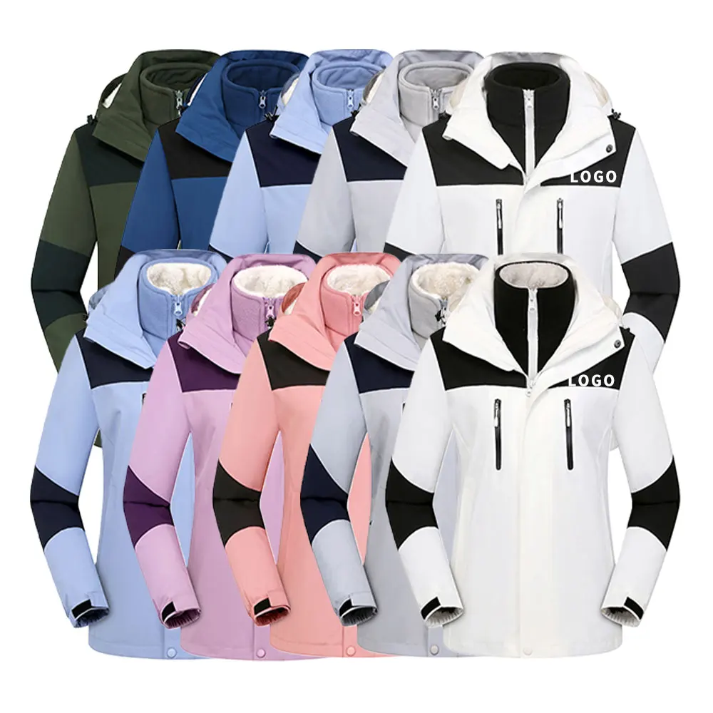 

2021 New windproof couples jacket custom printing detachable women jacket coat thick winter fleece jacket warm waterproof