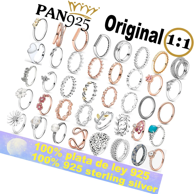 

jz08 2021 High Quality 925 Sterling Silver fit Pandoraer Ring Replica, Free Shipping for Holiday Gifts