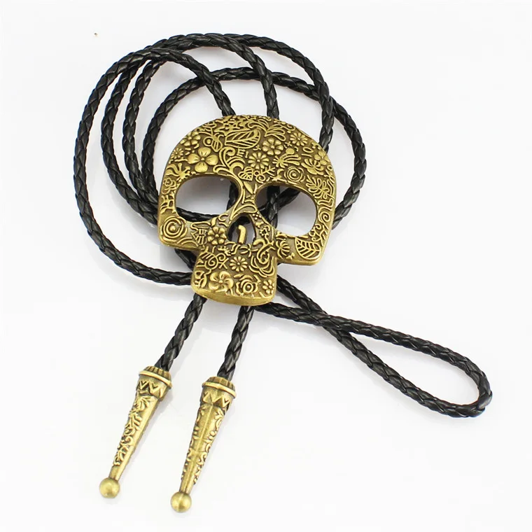 

2021 Sailing Jewelry Gothic Punk Vintage Aged Skull Bolo Tie Necktie Lariat Rodeo Bolo Tie Skull Necklace