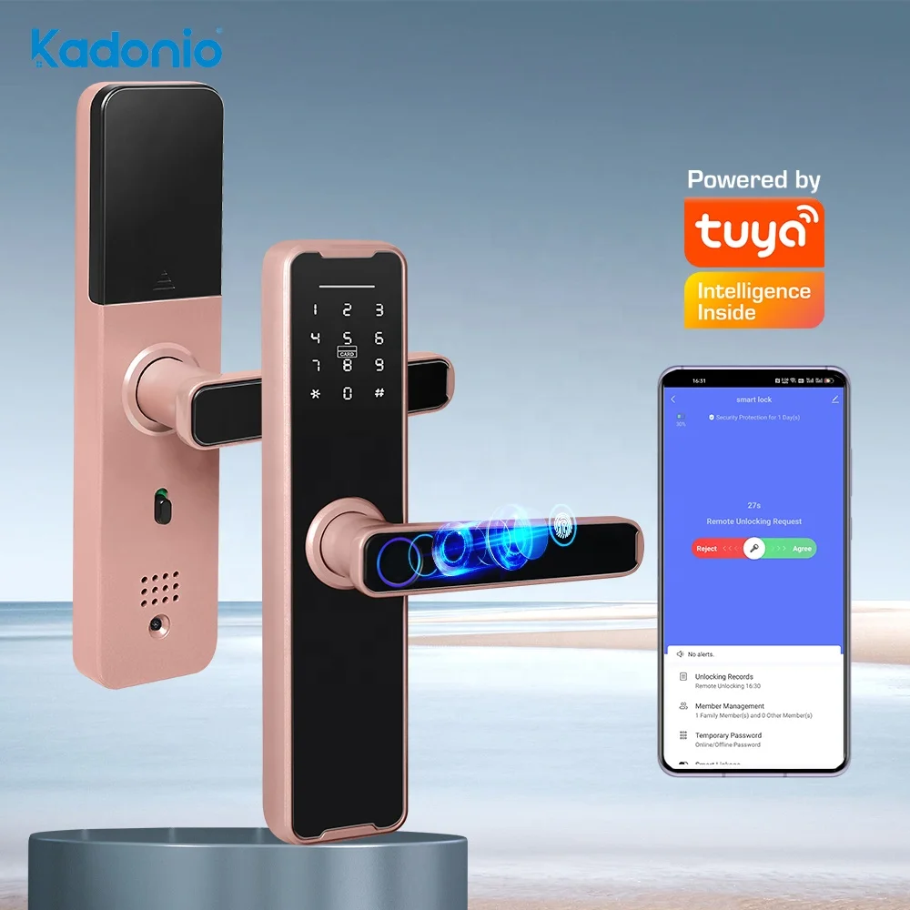 

Kadonio Keyless Lock Door Tuya APP WIFI Password Biometric Fingerprint Digital Door Lock Smart Home
