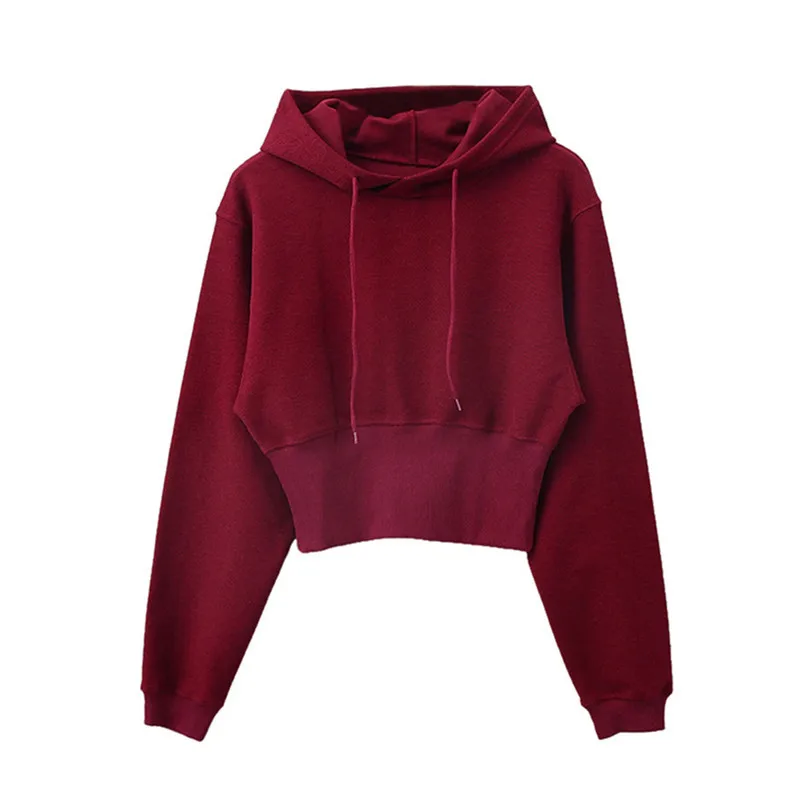 

High quality 2022 women casual pullover hoodie oversized ladies loose plastic waist sweatshirt plain crop top hoodie