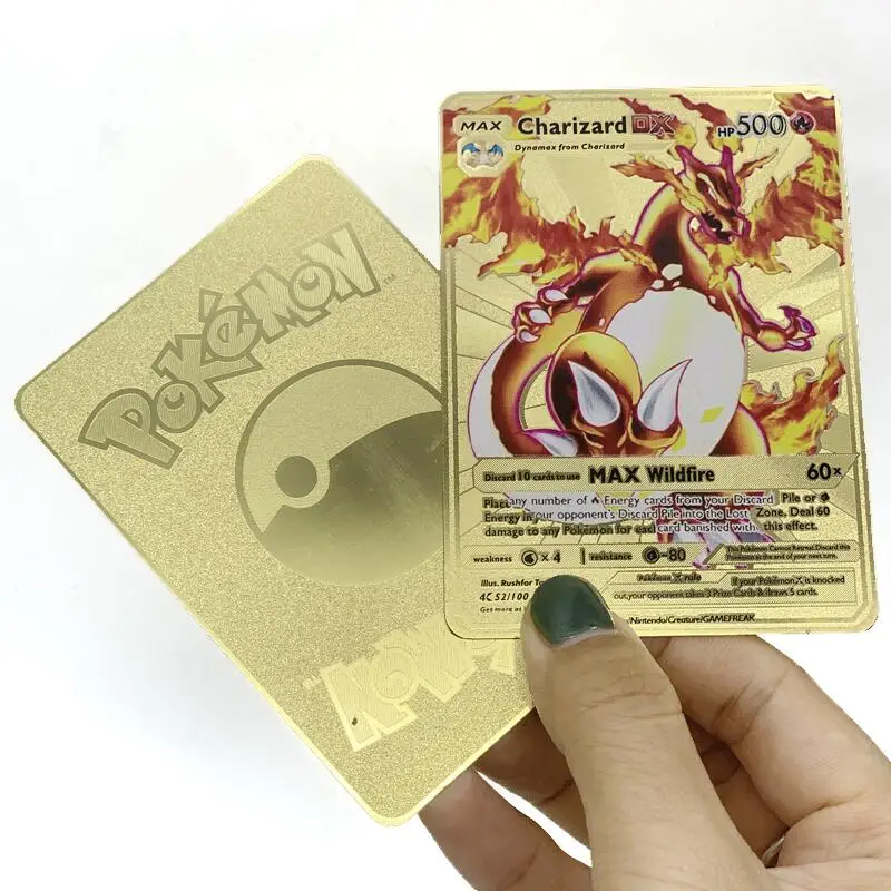 

Amazon Best Selling RTS Max Charizard DX 500hp Gold Metal Charizard Pokemon Cards New Trading Cards Game