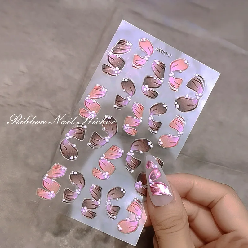 

wholesale Embossed Nail Stickers 5d Elegant Stereoscopic Ribbon Designs Water Nail Decals Decoration Tips, Colorful