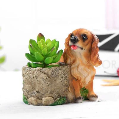 

P668 Creative Gift Succulent Flowerpots cute Dog Garden Decoration Arts Crafts Micro Landscape Resin Planter, Colors