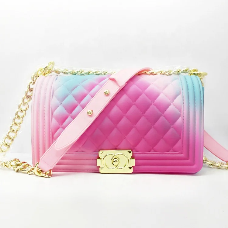 

GW 2020 Fashion ladies beachkin jelly Bags rainbow color jelly purse matte surface hand bags new designer handbags for women, Rich