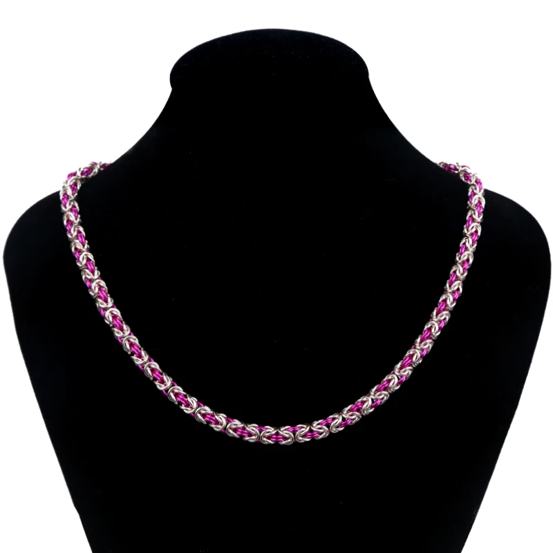 

Handmade Custommade Chain Necklace Supplier Byzantine Rose Red Jewelry Beaded Choker Necklace Chain maille, Photo color