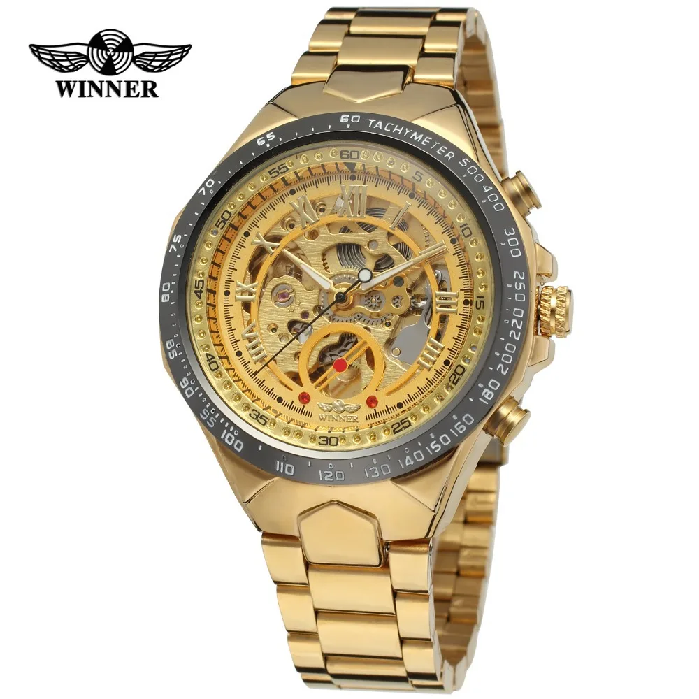 
Good Quality Brand Winner Watches Skeleton For Men Stainless Steel Watch 
