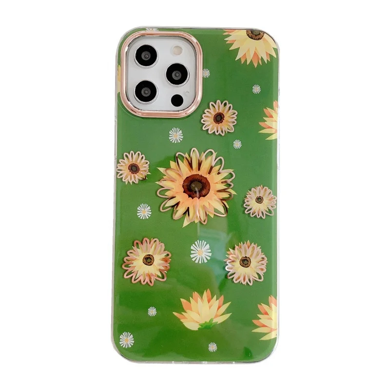 

trendy Vintage flower series IMD Electroplated 12 mini shockproof Phone Case for iPhone11pro custom cell case