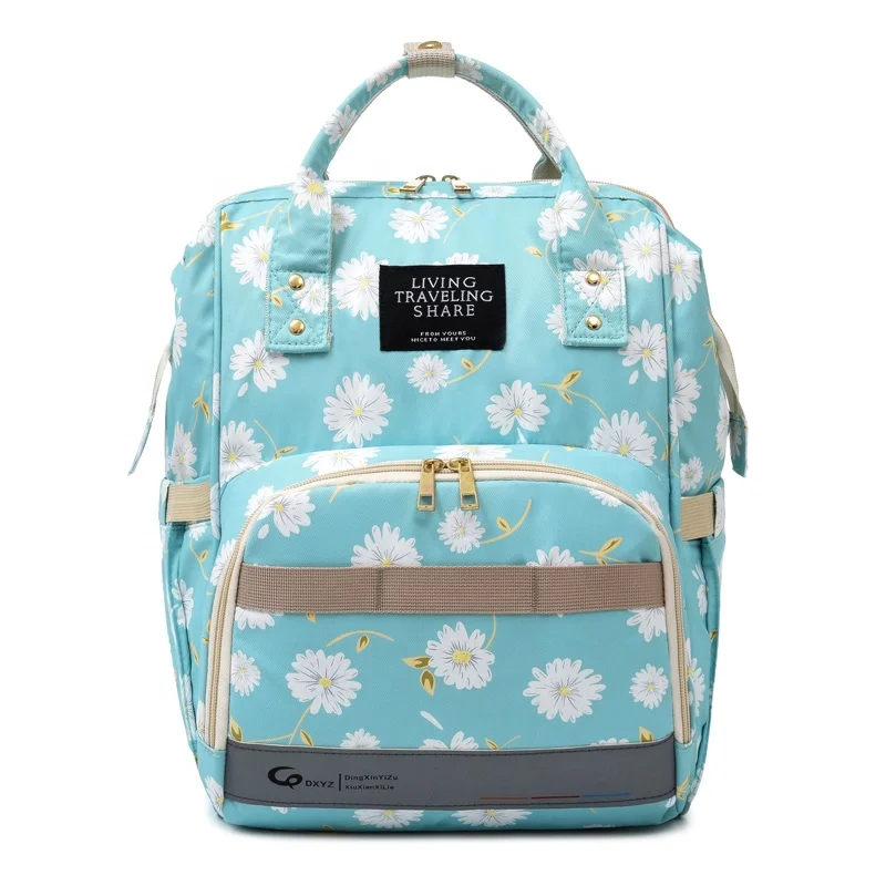 

Newly outdoor travelling daisy full printed waterproof large anti theft mummy diaper bag mother baby nappy bags diaper backpack