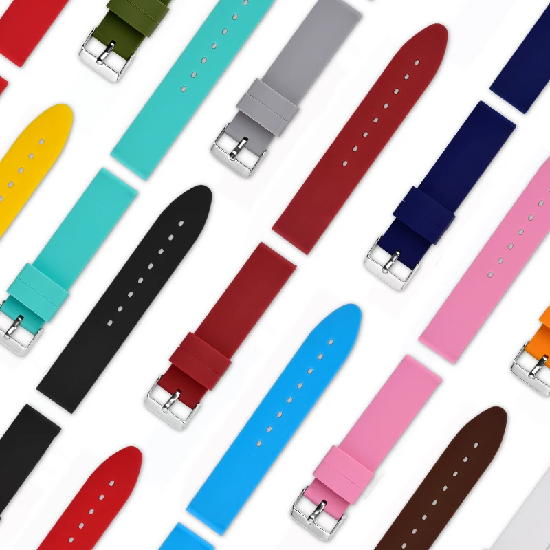 

In Stock 13 Colors soft silicone rubber Sport watch band strap removable