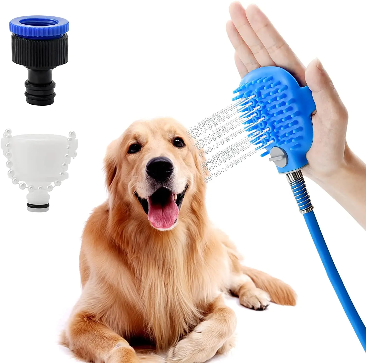 

Pet Bathing Tool Pet Shower Sprayer and Scrubber Dogs and Cats Handheld Shower Bathing Glove Sprayer With Massage Grooming Brush