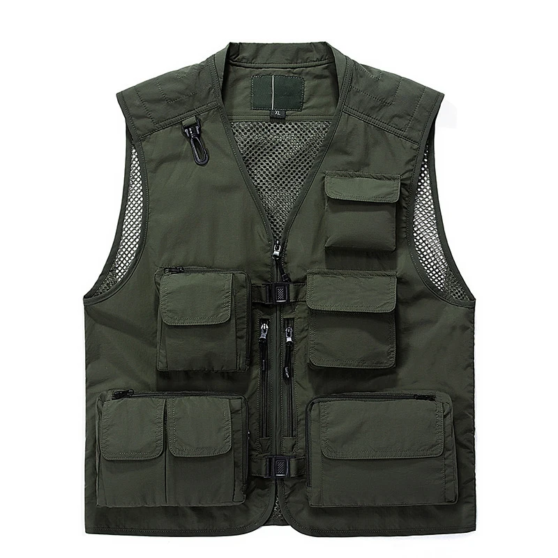 

Functional Breathable Multi Pocket Casual Light weight Outdoor Travel Fishing Cargo Vest Jacket for Men, Khaki,army green