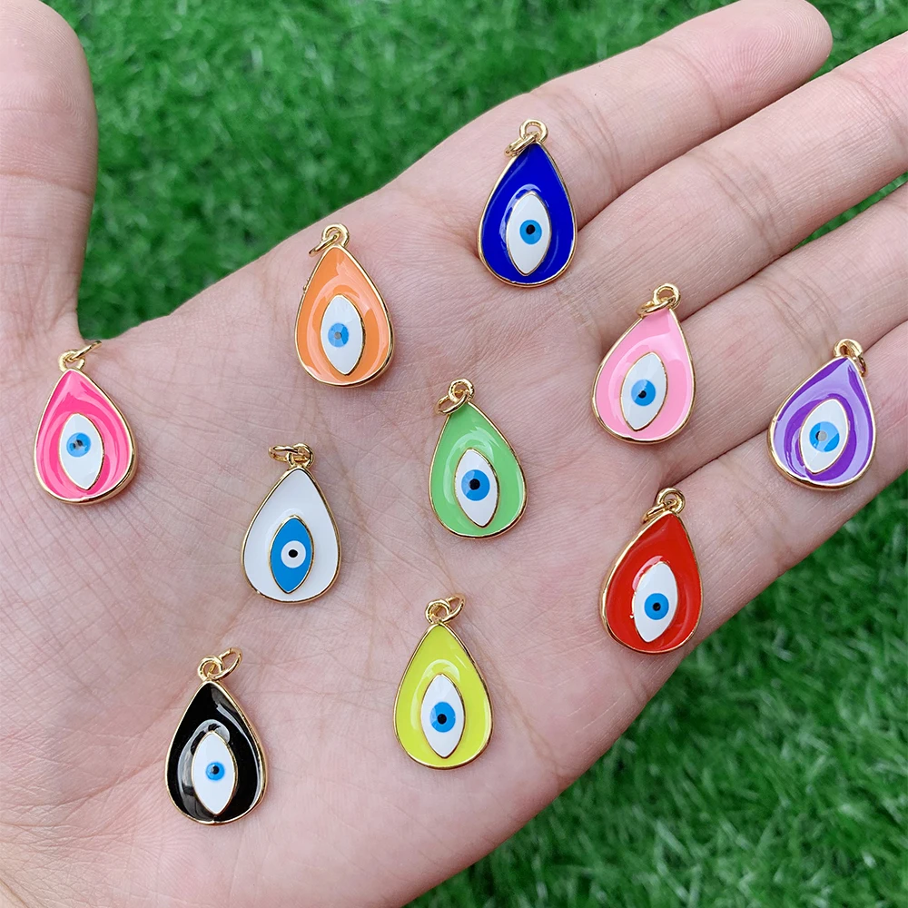 

Water droplets shape monster eyes Enamel pendant Nickel Free Brass accessories DIY jewelry gift bulk accessories wholesale