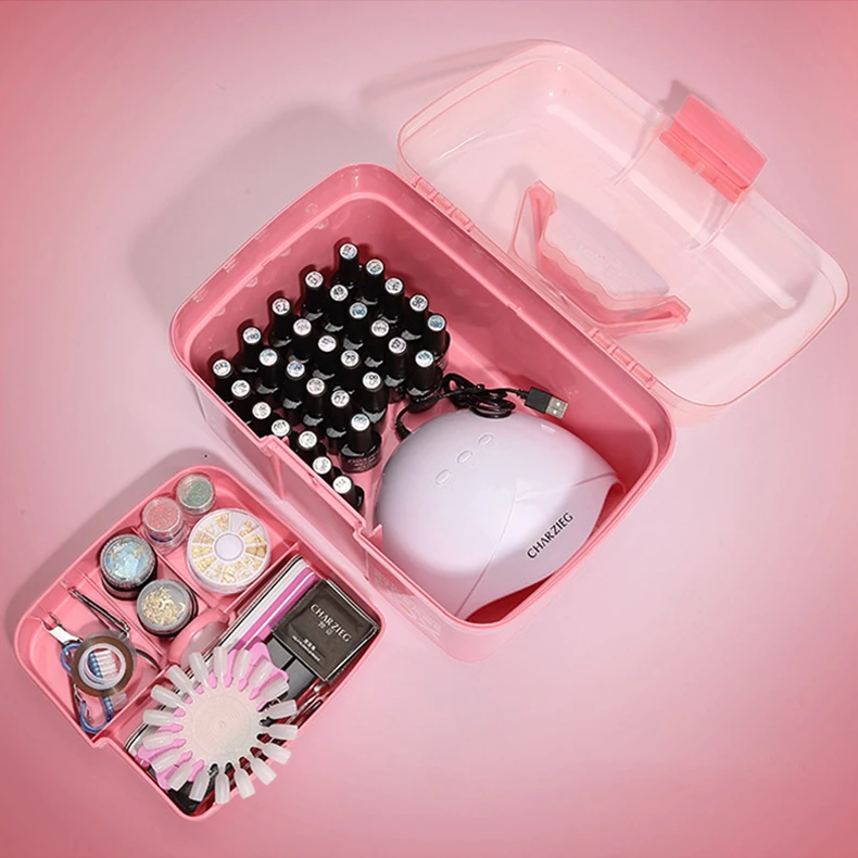 A pink nail kits box for nail art, nail art design