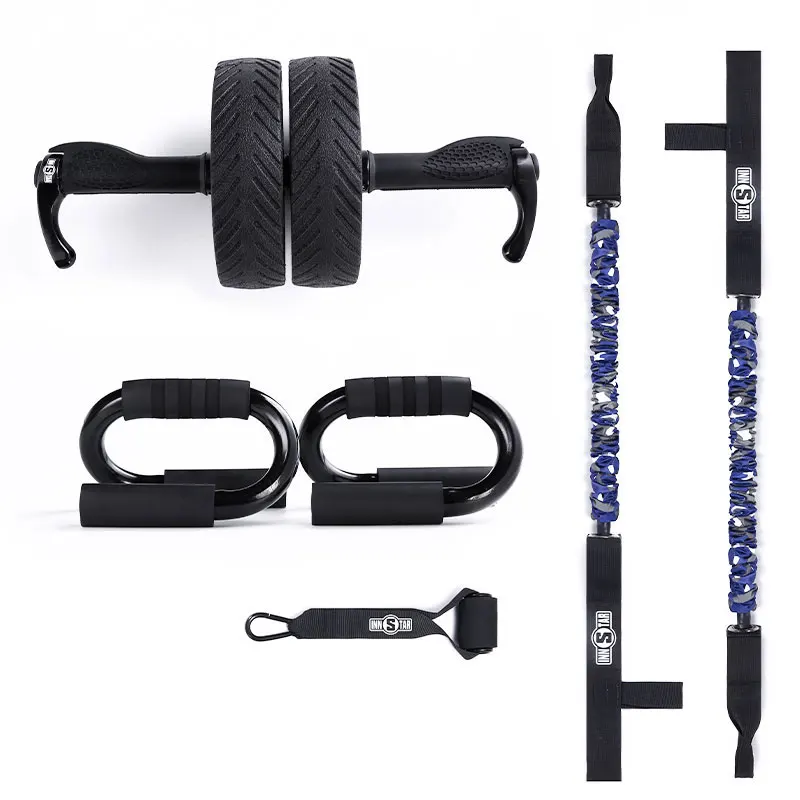 

AB Abdominal Roller with Resistance bands Exercise Roller Abdominal Exerciser Fitness Trainer Ab Wheel, Black