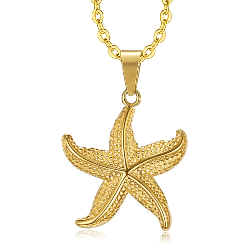 

New Fashion Antique Silver Gold Cute Starfish Charms Pendant for Earrings DIY 316l Stainless Steel Coated 18k Gold Pendant