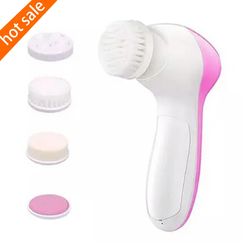 

HOT SALES & Cheaper 5 in 1 Electric Facial Cleansing Brush, Pink + white