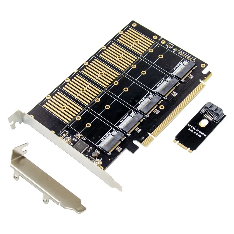 

Stock PCI-E X16 M.2 B Key SSD Adapter card PCIE to 5 Port B key NGFF M.2 SSD adapter card JMB585 chipset