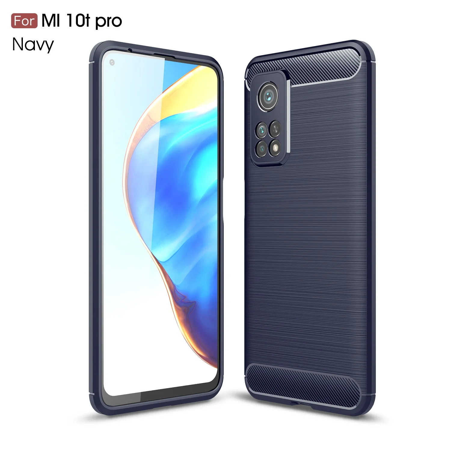 

Factory Supply Shockproof Carbon Fiber Brush TPU Cell Phone Case for Xiaomi 10T Pro, Multi colors