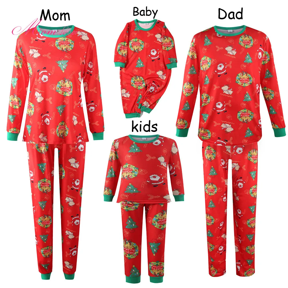 

Red Christmas tree women's fashion kids men baby romper pijamas navideas familiares unisex christmas onesie pajamas family