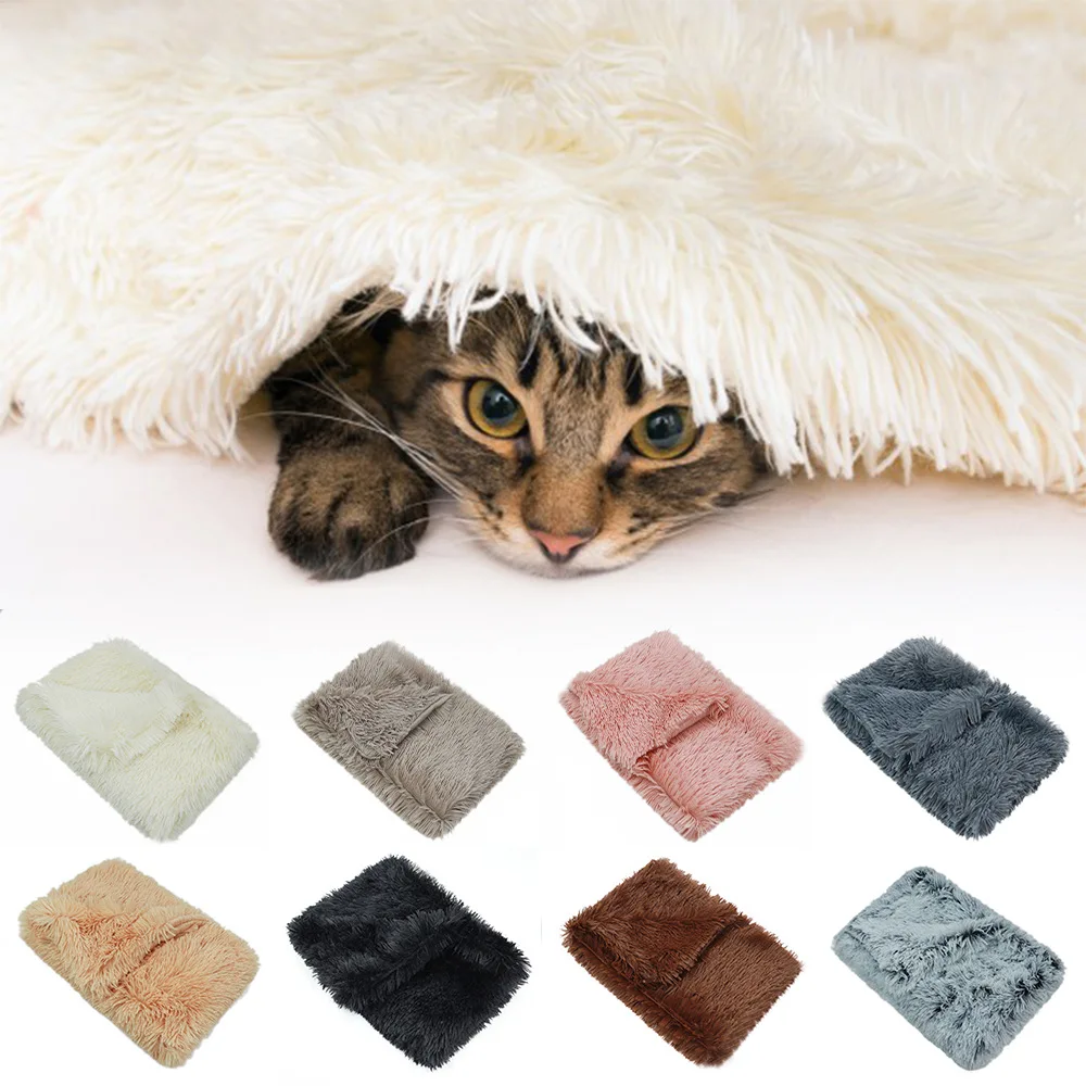 

Fluffy Soft Washable Two-Sided Plush Pet Throw Mat Pad Cat Cushion Dog Bed Pet Blanket For Small Medium Large Pets, Grey, dark grey, leather pink, light grey, black, purple,brown