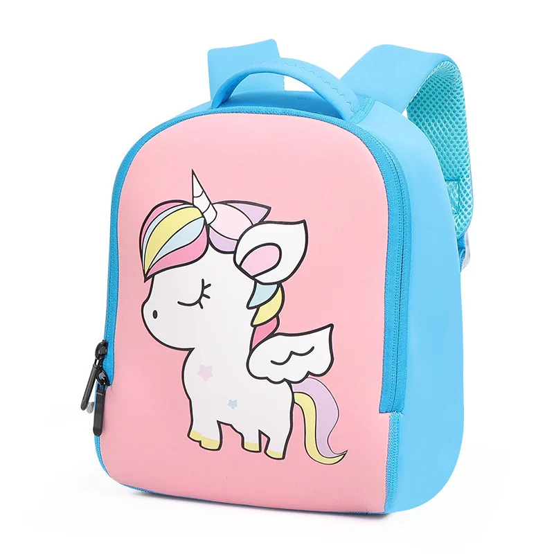 

2021 wholesale 1-10 years children's cartoon schoolbag eco neoprence toddler backpack cute unicorn animal school bags for kids