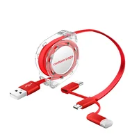 

Wholesale 1 Meter 3 in 1 Data Cable Retractable USB Cable Exensible Fast Charging Cable