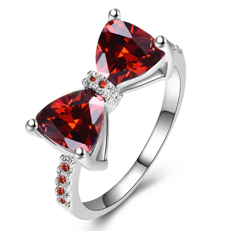 

Fashion shiny crystal zircon ring jewelry retro creative bow ring electroplating alloy ladies ring, As the picture show