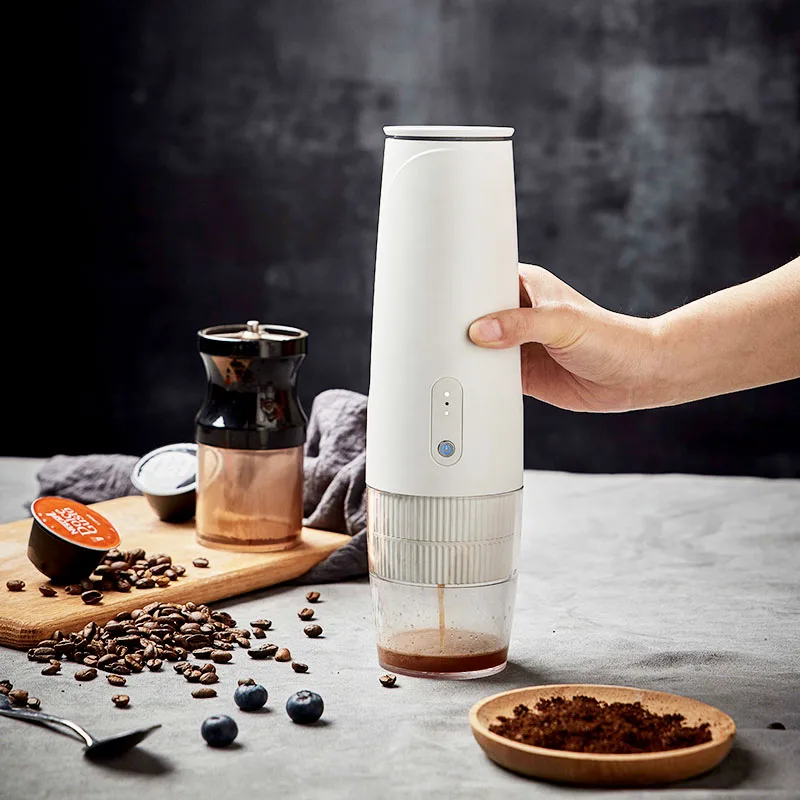 

New food grade material 2 in 1 function portable mini usb commercial thermal coffee maker automatic coffee machine, White