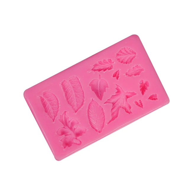 

3D cake decoration Fondant DIY leaf shape soft silicone resin molds, Pink